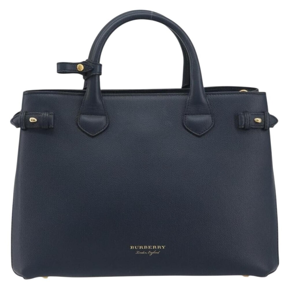 Burberry Banner Tote Leather and House Check Canvas Medium